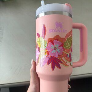 Like new Used ONCE Stanley Quencher Tumbler 40oz, SORBET TROPICAL FLOWERS
